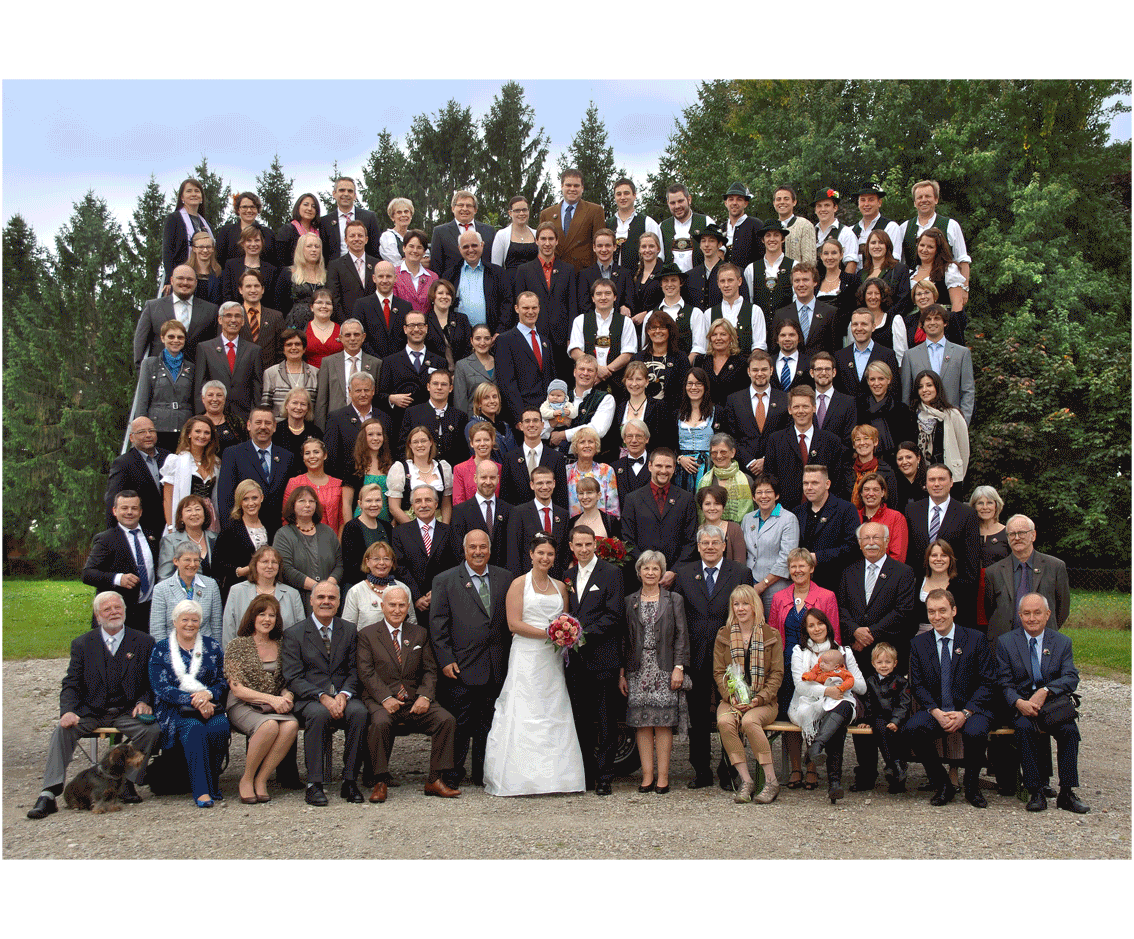 Gruppenfoto — präzise Komposition